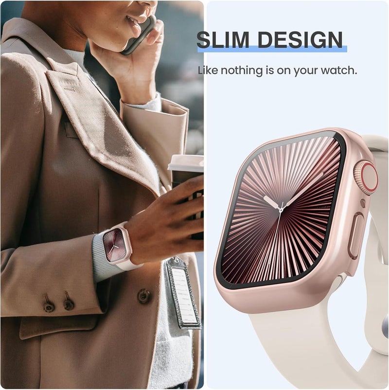 Tensea [3PCS for Apple Watch Screen Protector Case Series 11/10 42mm Accessories, iWatch Protective Face Cover for Women Men, Tempered Glass Film Hard Bumper for iPhone Watch 42 mm - Image 4